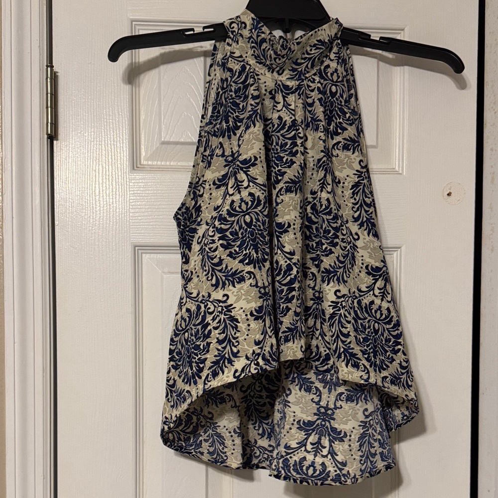SHEIN Navy and Cream Patterned Blouse & Shorts